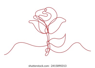one line art rose vector illustration