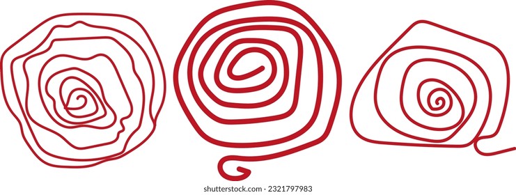 Una línea de rosas de arte establece vector aislado. Arcos rojos de rosas de arte de línea. Colección de flores de arte en línea