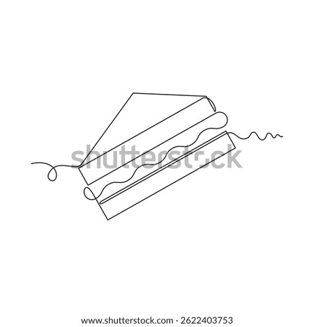 one line art Sandwich vector illustration. line art, one continuous line, simple, hand drawn and sketch style. for icons, symbols, signs or logos