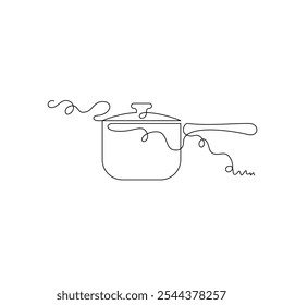 one line art saucepan vector illustration. line art, one continuous line, simple, hand drawn and sketch style. for icons, symbols, signs or logos