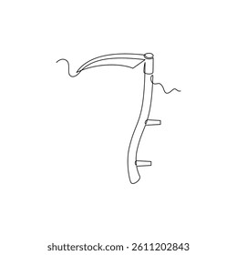 one line art Scyte Tool vector illustration. line art, one continuous line, simple, hand drawn and sketch style. for icons, symbols, signs or logos