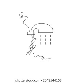 one line art shower vector illustration. line art, one continuous line, simple, hand drawn and sketch style. for icons, symbols, signs or logos