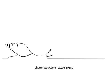 one line art snail(Achatina fulica) . there is an empty space for your text or product