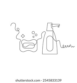 one line art soap and shampoo vector illustration. line art, one continuous line, simple, hand drawn and sketch style. for icons, symbols, signs or logos