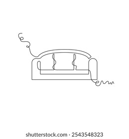 one line art sofa vector illustration. line art, one continuous line, simple, hand drawn and sketch style. for icons, symbols, signs or logos