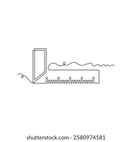 one line art square ruler vector illustration. line art, one continuous line, simple, hand drawn and sketch style. for icons, symbols, signs or logos