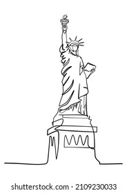 one line art statue of Liberty, single line. Vector graphic.