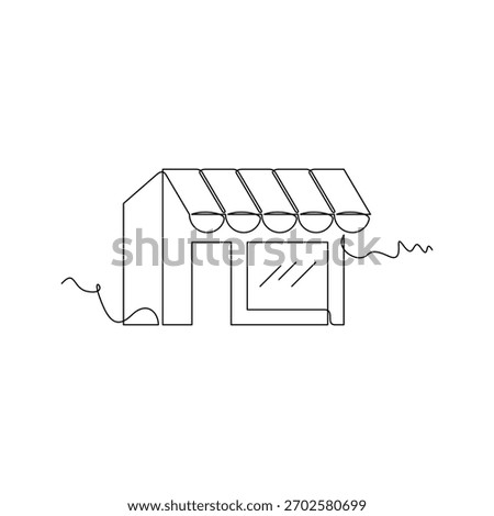 one line art Store vector illustration. line art, one continuous line, simple, hand drawn and sketch style. for icons, symbols, signs or logos