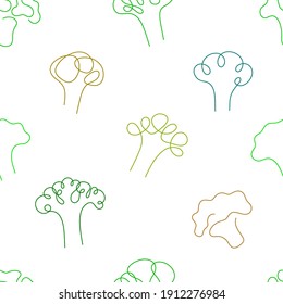 One line art style broccoli. Abstract creative food in minimalism design. Hand drawn vector illustration. 