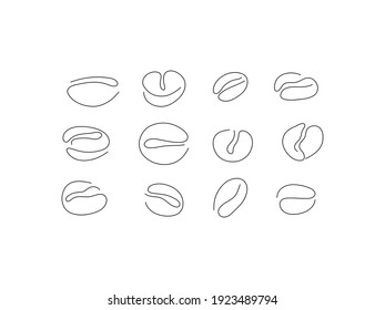 One line art style coffee bean. Abstract creative food in minimalism design. Hand drawn vector illustration.