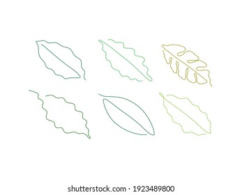One line art style coffee leaf. Abstract creative food in minimalism design. Hand drawn vector illustration.