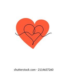 Eine Linie Kunststil Vektorgrafik mit Liebessymbol. Kontinuierliches Herz auf weißem Hintergrund.  Minimalistisches Design für Karten und Banner.