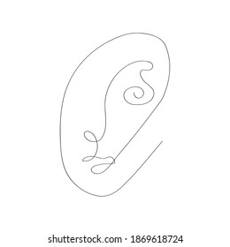 One Line Art Surreal Face. Abstract Minimalistic Art design for print, cover, wallpaper, Minimal and natural wall art. Vector illustration.	