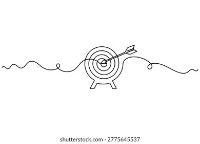 One line art of a target with an arrow, symbolizing success and goal