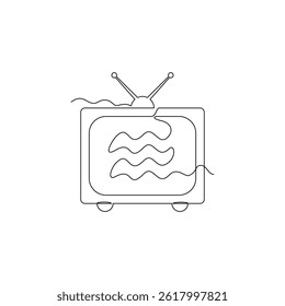 one line art television vector illustration. line art, one continuous line, simple, hand drawn and sketch style. for icons, symbols, signs or logos