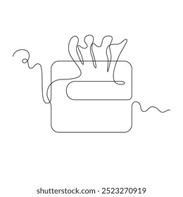 einzeilige Tissue Box Vektorgrafik. Linien, eine durchgehende Linie, einfach, handgezeichnet und Skizze Stil. für Symbole, Zeichen oder Logos