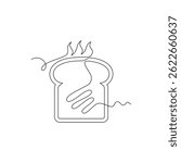 one line art Toast vector illustration. line art, one continuous line, simple, hand drawn and sketch style. for icons, symbols, signs or logos