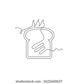 one line art Toast vector illustration. line art, one continuous line, simple, hand drawn and sketch style. for icons, symbols, signs or logos