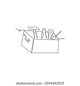 one line art Tool Box vector illustration. line art, one continuous line, simple, hand drawn and sketch style. for icons, symbols, signs or logos