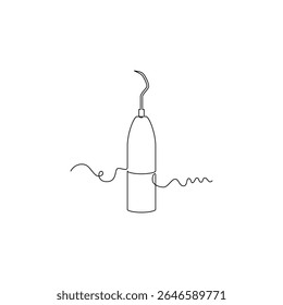 one line art Tooth Scaler vector illustration. line art, one continuous line, simple, hand drawn and sketch style. for icons, symbols, signs or logos