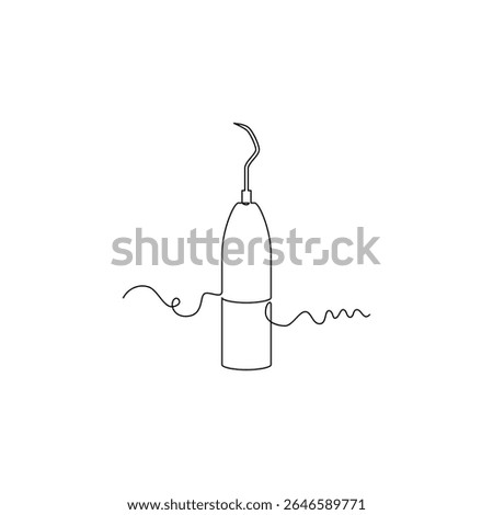 one line art Tooth Scaler vector illustration. line art, one continuous line, simple, hand drawn and sketch style. for icons, symbols, signs or logos