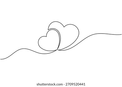 Una línea de arte de dos corazones entrelazados, que simbolizan el amor, la pasión y la conexión fuerte