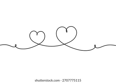 Diseño de Vector de arte de una línea con Formas de corazón superpuestas simples