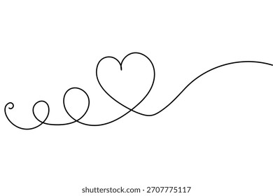 Diseño de Vector de arte de una línea con Formas de corazón superpuestas simples