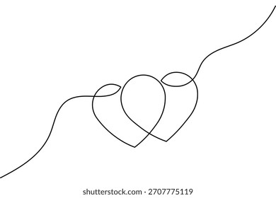 Diseño de Vector de arte de una línea con Formas de corazón superpuestas simples