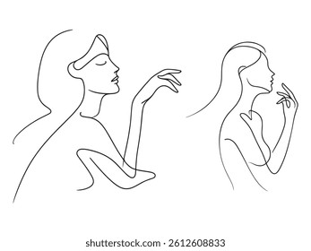 One line art vector illustration of a woman