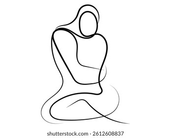 One line art vector illustration of a woman