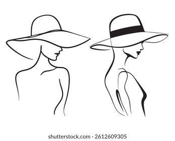 One line art vector illustration of a woman
