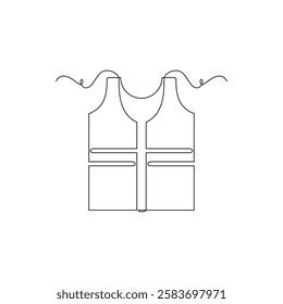 one line art vest vector illustration. line art, one continuous line, simple, hand drawn and sketch style. for icons, symbols, signs or logos