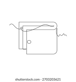 einzeilige Kunst Brieftasche Vektorgrafik. Linien, eine durchgehende Linie, einfach, handgezeichnet und Skizze Stil. für Symbole, Zeichen oder Logos