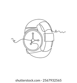 one line art watch vector illustration. line art, one continuous line, simple, hand drawn and sketch style. for icons, symbols, signs or logos