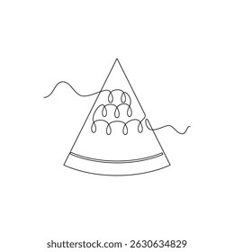 one line art watermelon slice vector illustration. line art, one continuous line, simple, hand drawn and sketch style. for icons, symbols, signs or logos