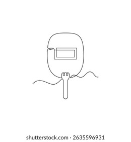one line art Welding Hand Shield vector illustration. line art, one continuous line, simple, hand drawn and sketch style. for icons, symbols, signs or logos