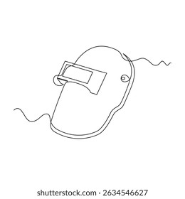 one line art Welding Helmet vector illustration. line art, one continuous line, simple, hand drawn and sketch style. for icons, symbols, signs or logos