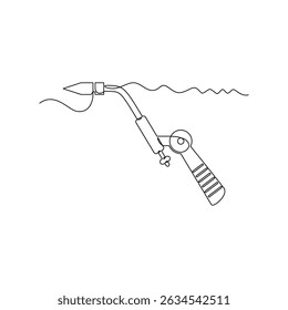 one line art Welding Torch vector illustration. line art, one continuous line, simple, hand drawn and sketch style. for icons, symbols, signs or logos