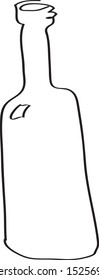 One line art. Wine bottle isolated element for bar cafe menu design concept. Vector.