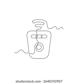one line art Wireless Microphone  or clip on vector illustration. line art, one continuous line, simple, hand drawn and sketch style. for icons, symbols, signs or logos