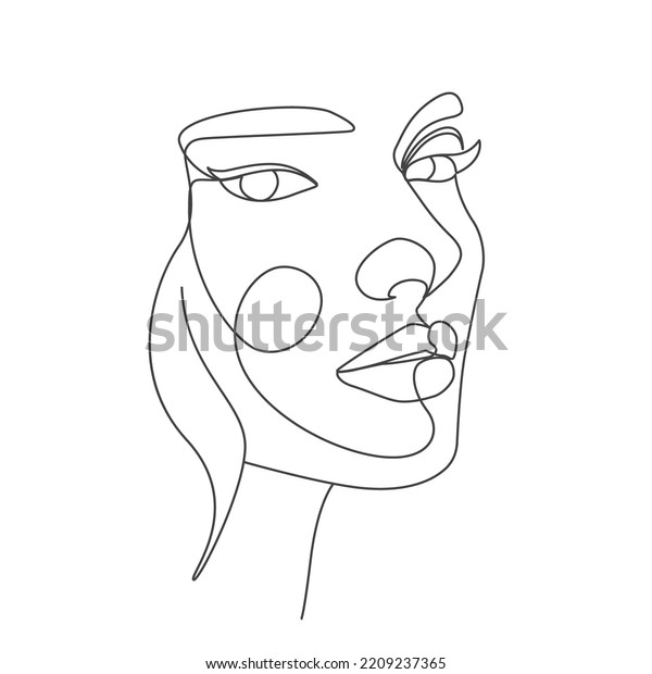 One Line Art Woman Face Elegant Stock Vector (Royalty Free) 2209237365 ...