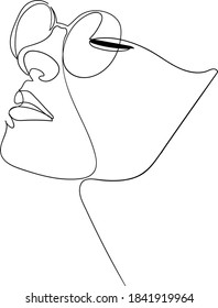 one line art woman with glasses drawing