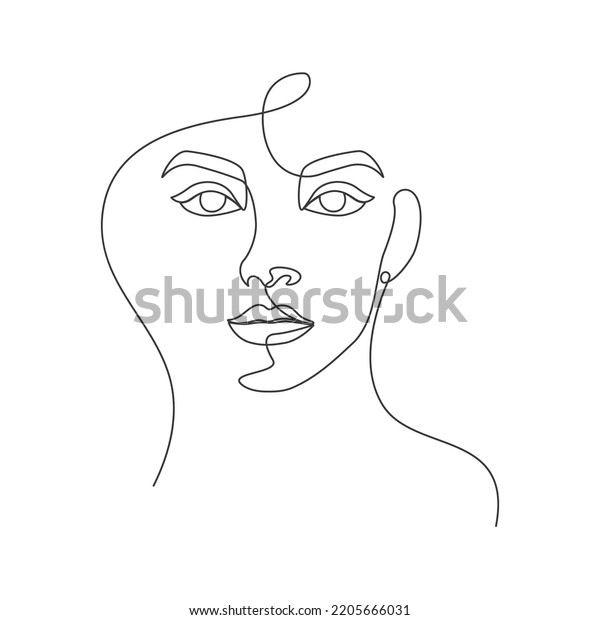 One Line Art Woman Linear Illustration Stock Vector (Royalty Free ...