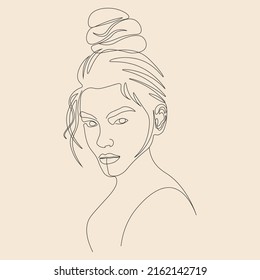 one line art women face potrait hand drawn vector illustration eps 10