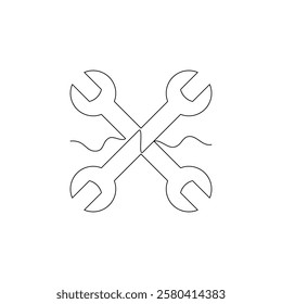 one line art wrench vector illustration. line art, one continuous line, simple, hand drawn and sketch style. for icons, symbols, signs or logos