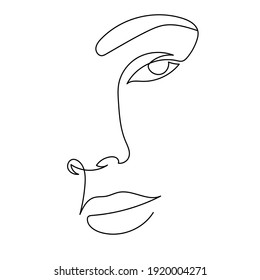 One line avatar. Face in minimalistic style. Beauty and simple. 