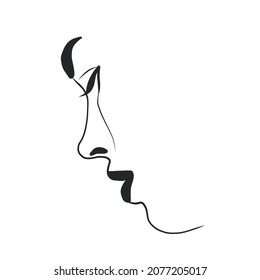 One line avatar. Face in minimalistic style. Beauty and simple. Continuous line. Hand drawn vector illustration. Woman portrait. 