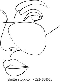 Un avatar de línea. Cara de estilo minimalista. Belleza y sencillez.