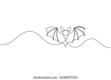 Um desenho de morcego de linha em estilo mínimo simples no fundo branco limpo